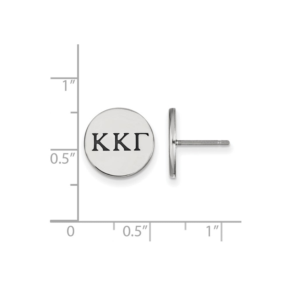 Sterling Silver Rhodium-plated LogoArt Kappa Kappa Gamma Sorority Greek Letters Black Enamel Post Earrings