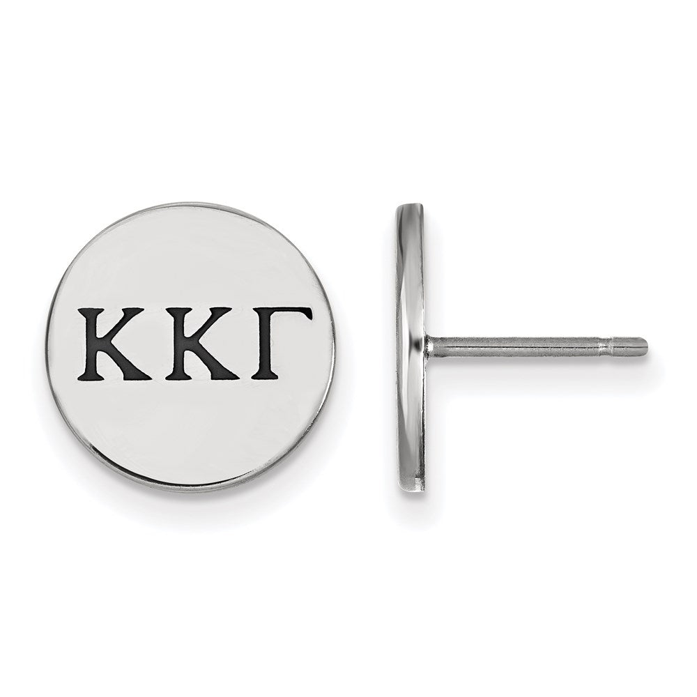 Sterling Silver Rhodium-plated LogoArt Kappa Kappa Gamma Sorority Greek Letters Black Enamel Post Earrings