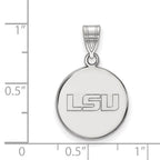 Sterling Silver Rhodium-plated LogoArt Louisiana State University L-S-U Medium Disc Pendant