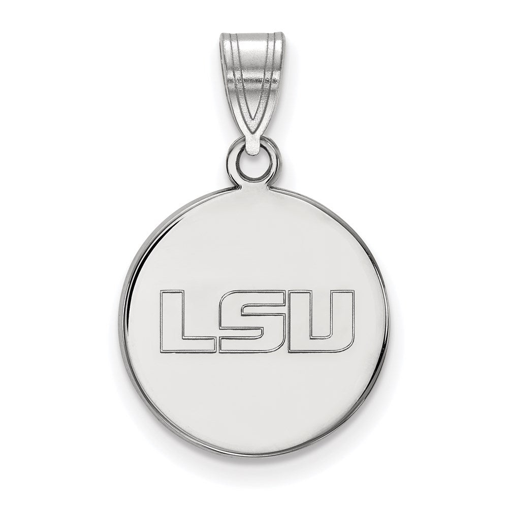 14k White Gold LogoArt Louisiana State University L-S-U Medium Disc Pendant