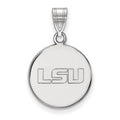 Sterling Silver Rhodium-plated LogoArt Louisiana State University L-S-U Medium Disc Pendant