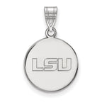 Sterling Silver Rhodium-plated LogoArt Louisiana State University L-S-U Medium Disc Pendant