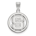 Sterling Silver Rhodium-plated LogoArt North Carolina State University N-C-S Small Circle Pendant
