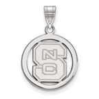 Sterling Silver Rhodium-plated LogoArt North Carolina State University N-C-S Small Circle Pendant