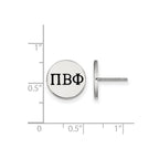 Sterling Silver Rhodium-plated LogoArt Pi Beta Phi Sorority Greek Letters Black Enamel Post Earrings