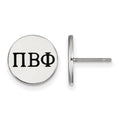 Sterling Silver Rhodium-plated LogoArt Pi Beta Phi Sorority Greek Letters Black Enamel Post Earrings