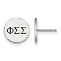 Sterling Silver Rhodium-plated LogoArt Phi Sigma Sigma Sorority Greek Letters Black Enamel Post Earrings