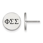 Sterling Silver Rhodium-plated LogoArt Phi Sigma Sigma Sorority Greek Letters Black Enamel Post Earrings