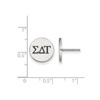 Sterling Silver Rhodium-plated LogoArt Sigma Delta Tau Sorority Greek Letters Black Enamel Post Earrings