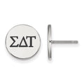 Sterling Silver Rhodium-plated LogoArt Sigma Delta Tau Sorority Greek Letters Black Enamel Post Earrings