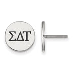 Sterling Silver Rhodium-plated LogoArt Sigma Delta Tau Sorority Greek Letters Black Enamel Post Earrings