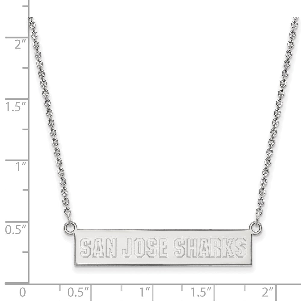 Sterling Silver Rhodium-plated NHL LogoArt San Jose Sharks Small Bar 18 inch Necklace
