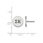 Sterling Silver Rhodium-plated LogoArt Sigma Kappa Sorority Greek Letters Black Enamel Post Earrings