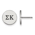 Sterling Silver Rhodium-plated LogoArt Sigma Kappa Sorority Greek Letters Black Enamel Post Earrings