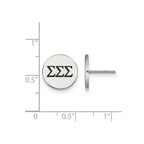 Sterling Silver Rhodium-plated LogoArt Sigma Sigma Sigma Sorority Greek Letters Black Enamel Post Earrings