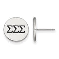 Sterling Silver Rhodium-plated LogoArt Sigma Sigma Sigma Sorority Greek Letters Black Enamel Post Earrings