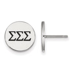 Sterling Silver Rhodium-plated LogoArt Sigma Sigma Sigma Sorority Greek Letters Black Enamel Post Earrings
