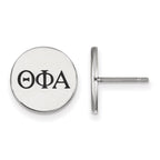 Sterling Silver Rhodium-plated LogoArt Theta Phi Alpha Sorority Greek Letters Black Enamel Post Earrings