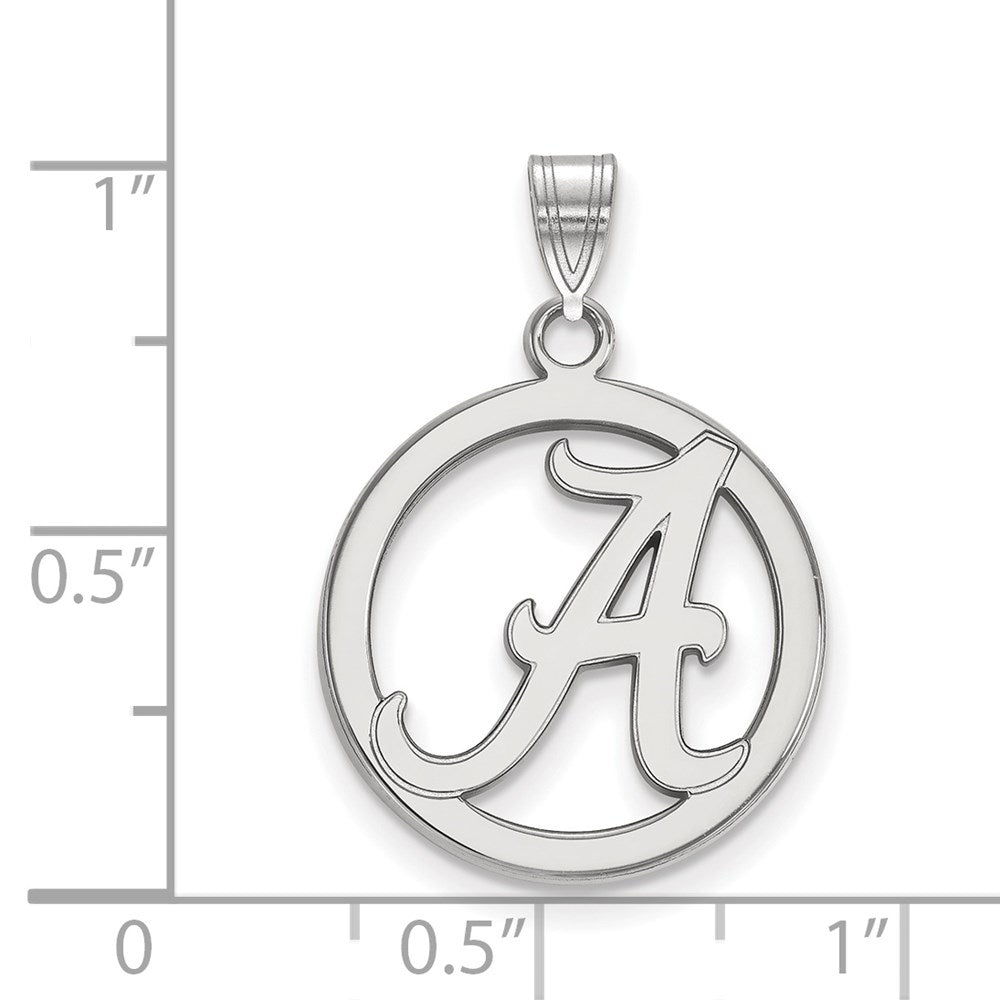 Sterling Silver Rhodium-plated LogoArt University of Alabama Medium Letter A Circle Pendant