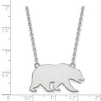 14k White Gold LogoArt University of California Berkeley Bear Large Pendant 18 inch Necklace