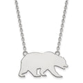 10k White Gold LogoArt University of California Berkeley Bear Large Pendant 18 inch Necklace