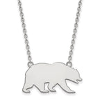 10k White Gold LogoArt University of California Berkeley Bear Large Pendant 18 inch Necklace