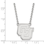 Sterling Silver Rhodium-plated LogoArt University of Colorado C-U Large Pendant 18 inch Necklace
