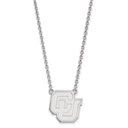 14k White Gold LogoArt University of Colorado C-U Large Pendant 18 inch Necklace