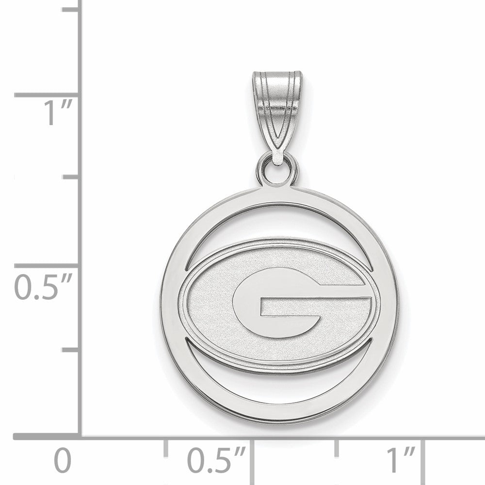 Sterling Silver Rhodium-plated LogoArt University of Georgia Letter G Small Circle Pendant