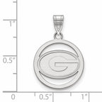 Sterling Silver Rhodium-plated LogoArt University of Georgia Letter G Small Circle Pendant