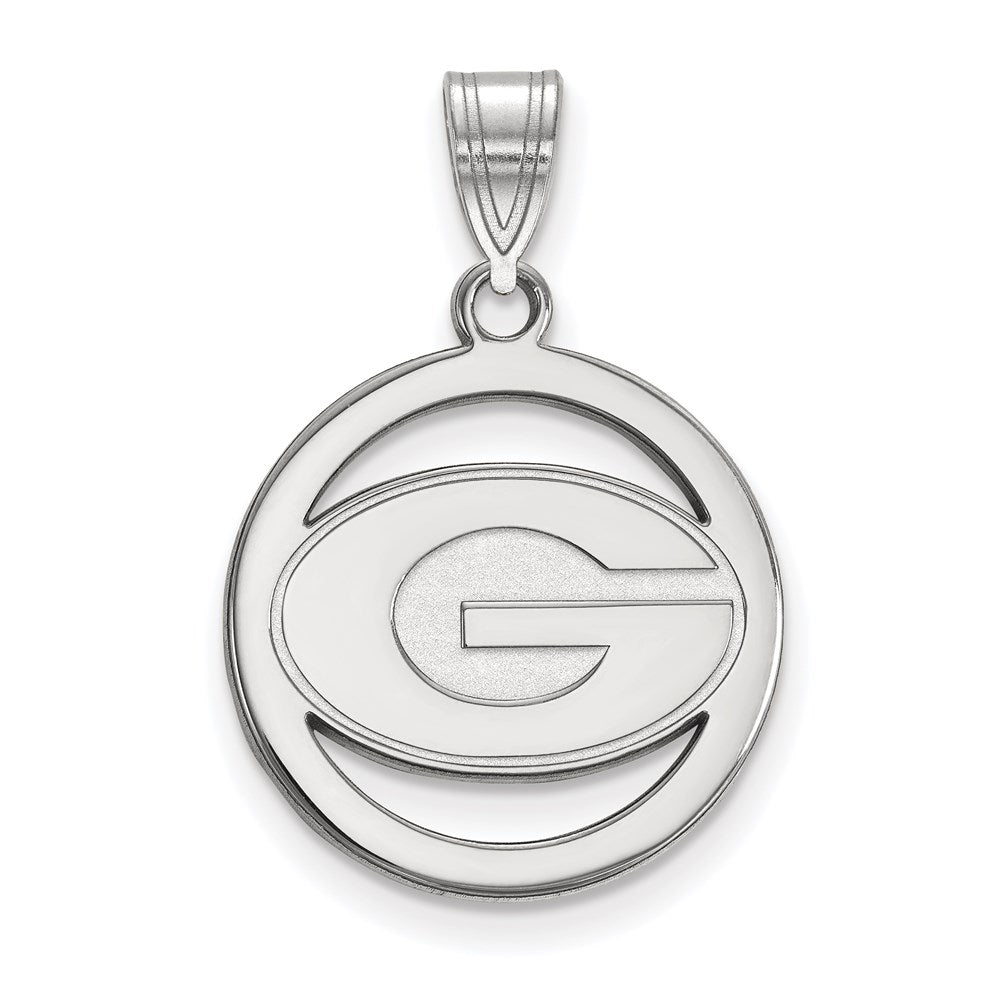 Sterling Silver Rhodium-plated LogoArt University of Georgia Letter G Small Circle Pendant