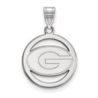 Sterling Silver Rhodium-plated LogoArt University of Georgia Letter G Small Circle Pendant