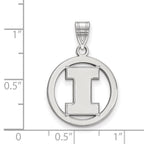 Sterling Silver Rhodium-plated LogoArt University of Illinois Letter I Medium Circle Pendant
