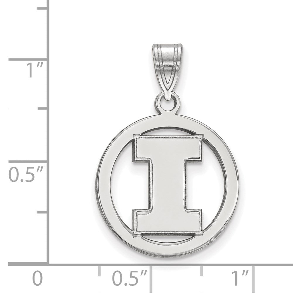 Sterling Silver Rhodium-plated LogoArt University of Illinois Letter I Medium Circle Pendant
