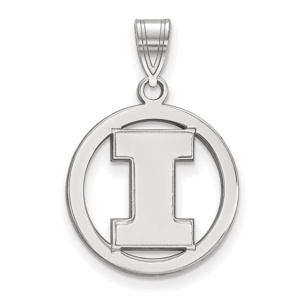 Sterling Silver Rhodium-plated LogoArt University of Illinois Letter I Medium Circle Pendant