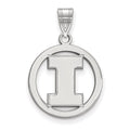 Sterling Silver Rhodium-plated LogoArt University of Illinois Letter I Medium Circle Pendant