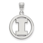 Sterling Silver Rhodium-plated LogoArt University of Illinois Letter I Medium Circle Pendant