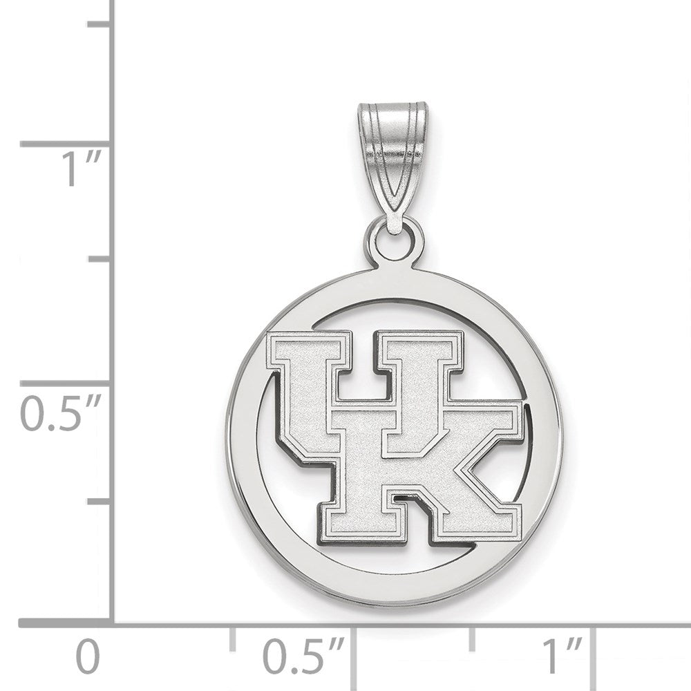 Sterling Silver Rhodium-plated LogoArt University of Kentucky U-K Small Circle Pendant