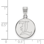 Sterling Silver Rhodium-plated LogoArt University of Louisville Letter L Medium Disc Pendant
