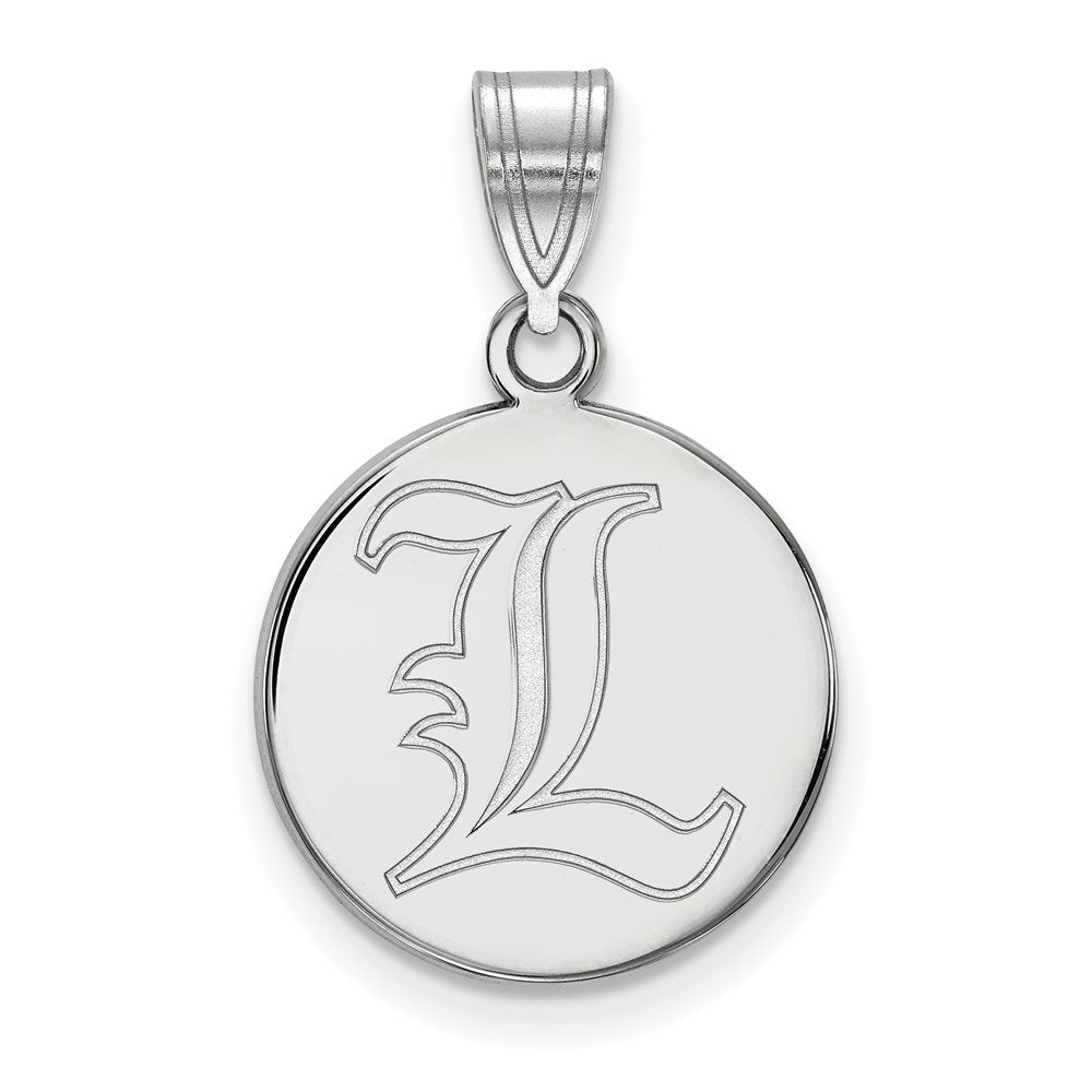 10k White Gold LogoArt University of Louisville Letter L Medium Disc Pendant