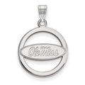 Sterling Silver Rhodium-plated LogoArt University of Mississippi Ole Miss Medium Circle Pendant
