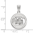Sterling Silver Rhodium-plated LogoArt University of South Carolina Medium Circle Pendant