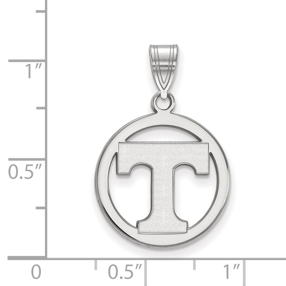 Sterling Silver Rhodium-plated LogoArt University of Tennessee Letter T Medium Circle Pendant