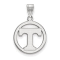 Sterling Silver Rhodium-plated LogoArt University of Tennessee Letter T Medium Circle Pendant