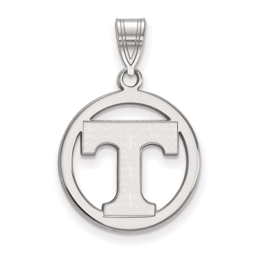 Sterling Silver Rhodium-plated LogoArt University of Tennessee Letter T Medium Circle Pendant