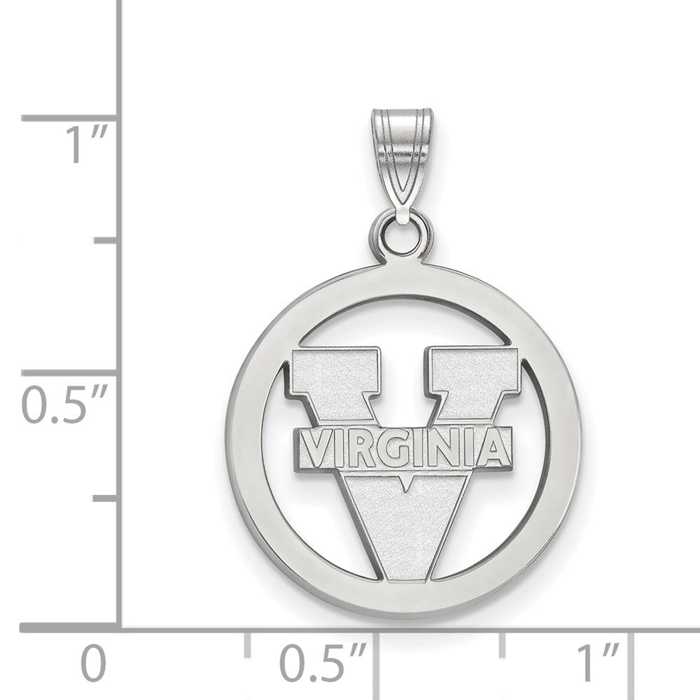 Sterling Silver Rhodium-plated LogoArt University of Virginia Small Circle Pendant