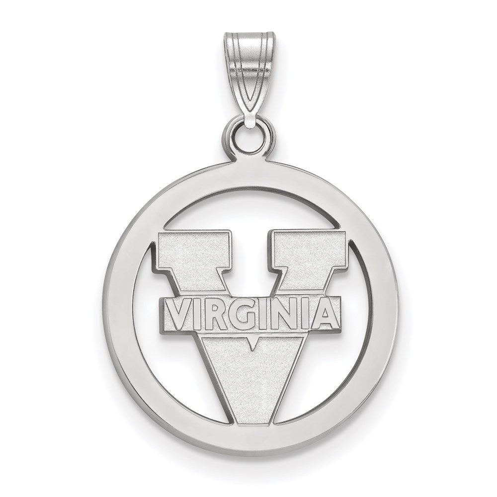 Sterling Silver Rhodium-plated LogoArt University of Virginia Small Circle Pendant