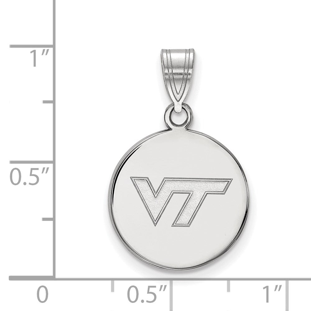 14k White Gold LogoArt Virginia Tech V-T Medium Disc Pendant