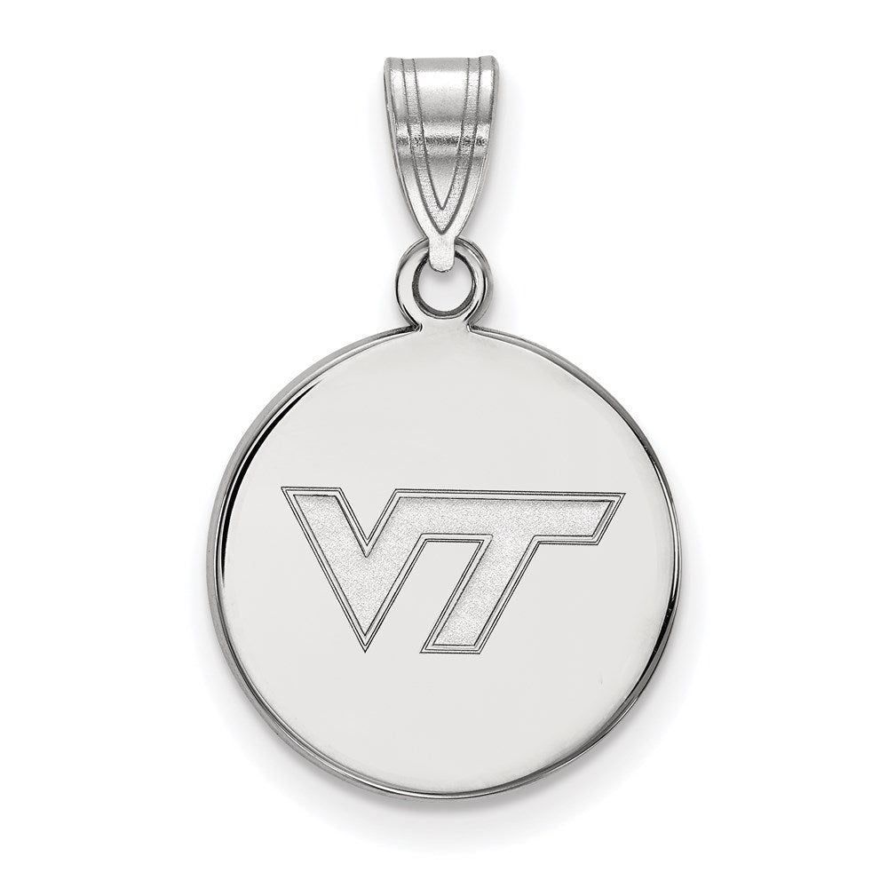 14k White Gold LogoArt Virginia Tech V-T Medium Disc Pendant