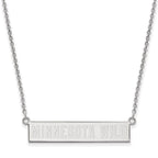Sterling Silver Rhodium-plated NHL LogoArt Minnesota Wild Small Bar 18 inch Necklace